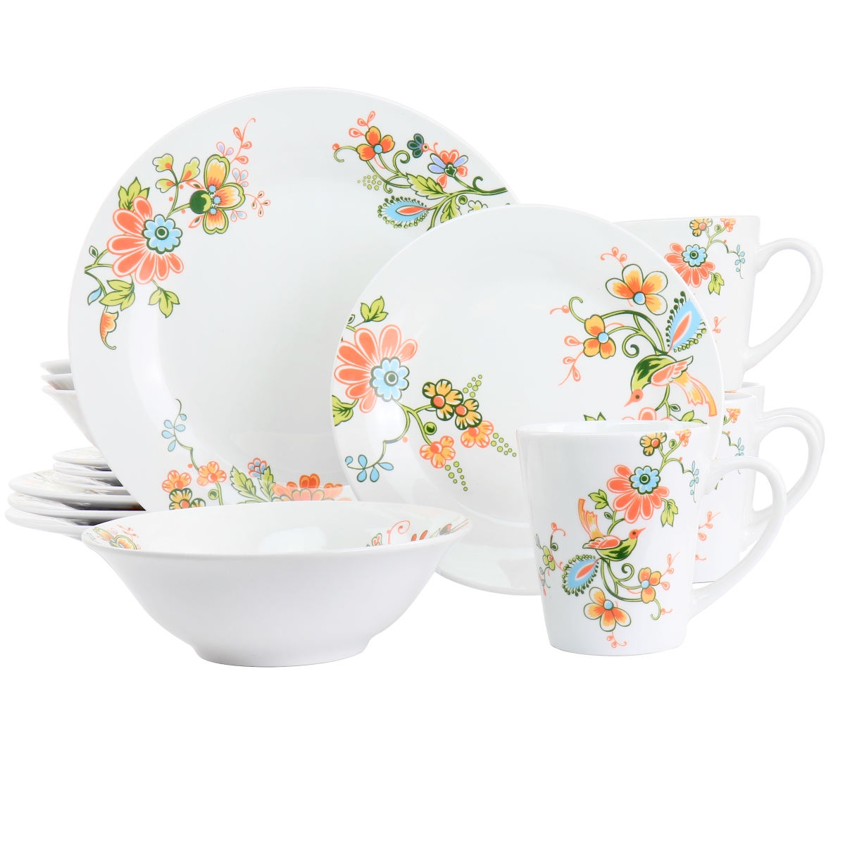 Picture of Elama ELM-SPRINGBLOOM16 Spring Bloom Round Porcelain Dinnerware Set&#44; 16 Piece