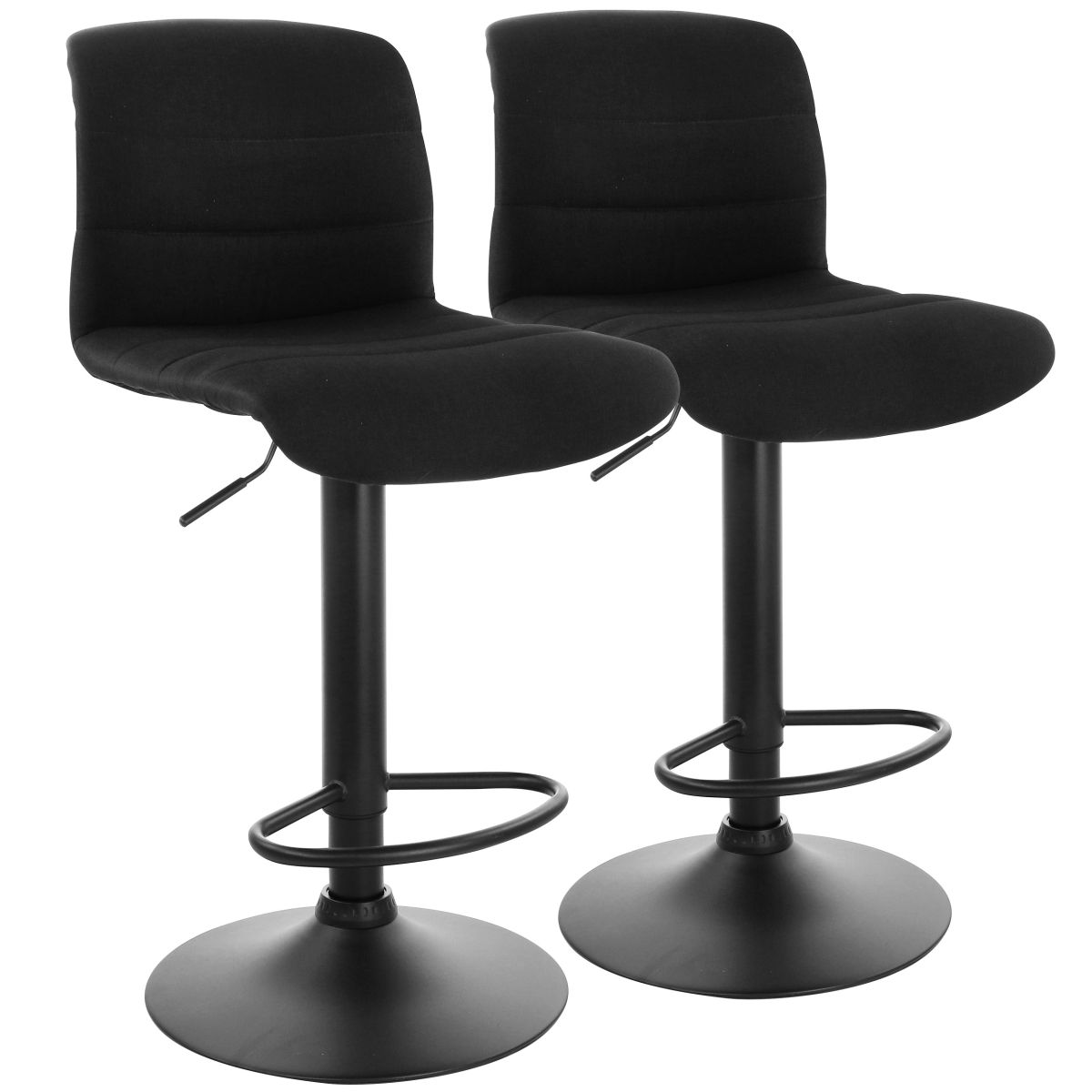 ELM-799-33A-GRY Adjustable Fabric Bar Stool with Black Base, Charcoal - 2 Piece