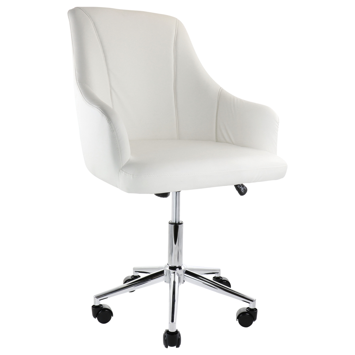ELM-2613-WHT Adjustable Faux Leather Rolling Office Chair with Chrome Finish, White
