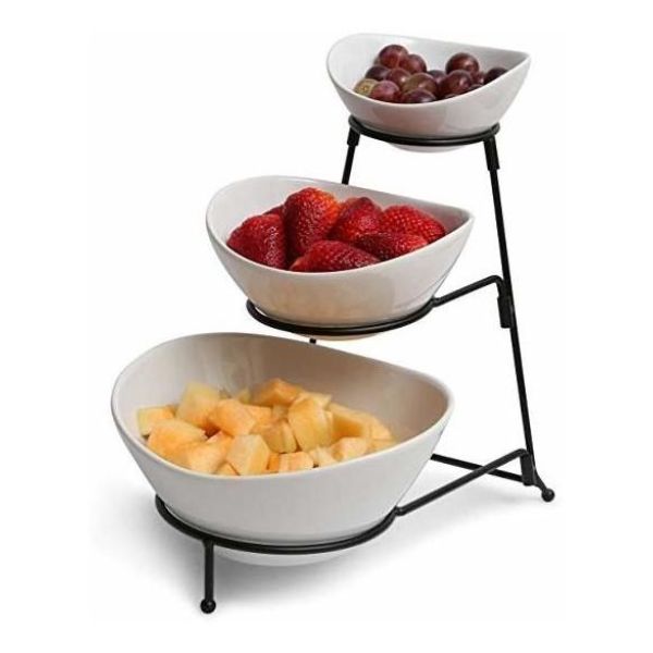 Picture of Gibson 92702.04 Elite Gracious Dining 3 Tier Bowl Server Set with Metal Stand