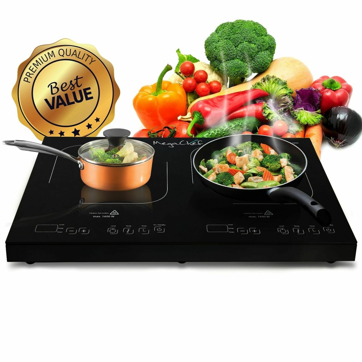 Picture of MegaChef MC-1900 1400W Portable Dual Induction Cooktop