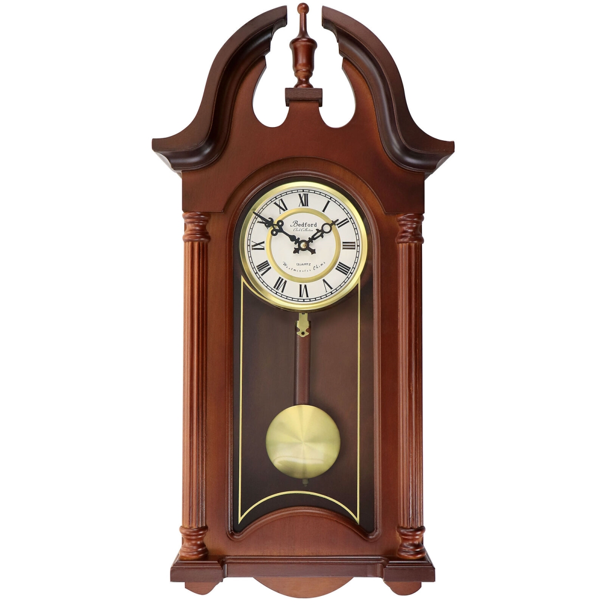 Picture of Bedford Clock Collection BED-DELPHINE 27 in. Delphine Chiming Pendulum Wall Clock&#44; Mahogany