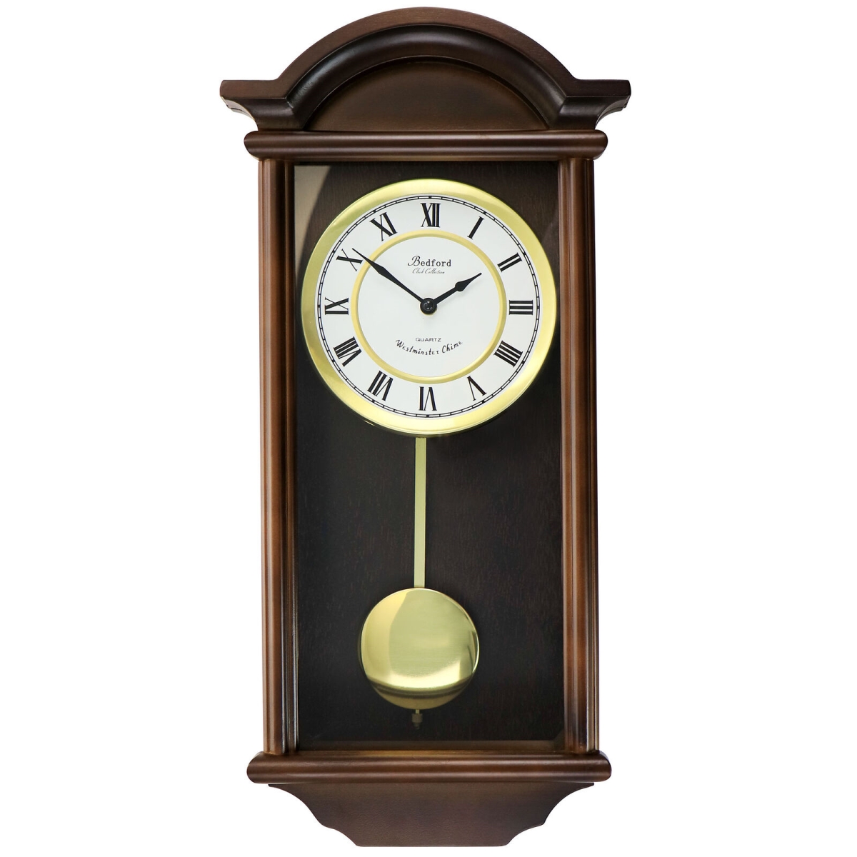 Picture of Bedford Clock Collection BED-GEORGE 22 in. George Wood Chiming Pendulum Wall Clock, Chestnut