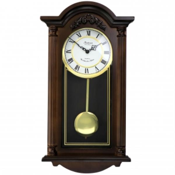 Picture of Bedford Clock Collection BED-NOAH 22 in. Noah Wood Chiming Pendulum Wall Clock&#44; Chestnut
