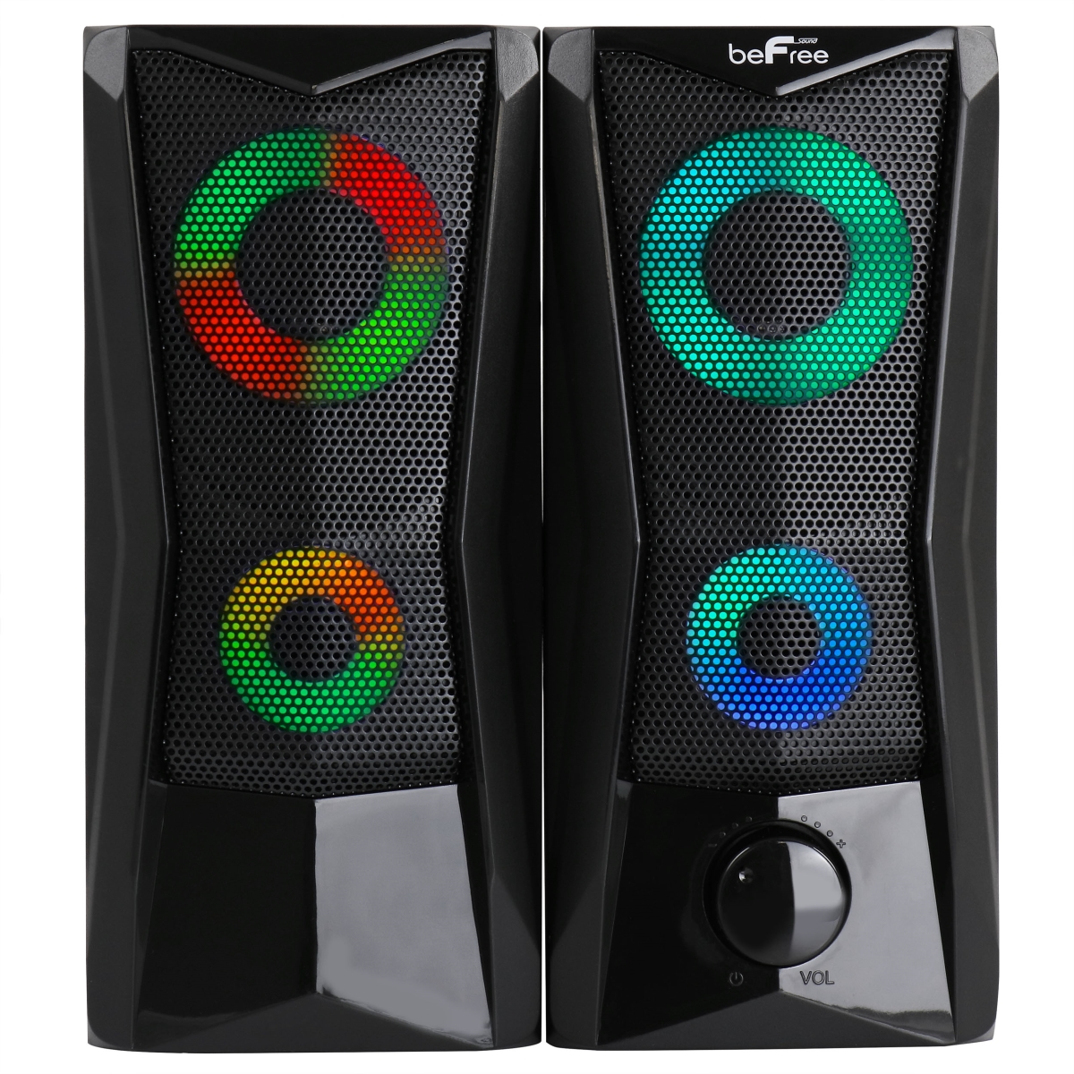 Picture of beFree Sound BFS-201 Computer Gaming Speakers with Color LED RGB Lights