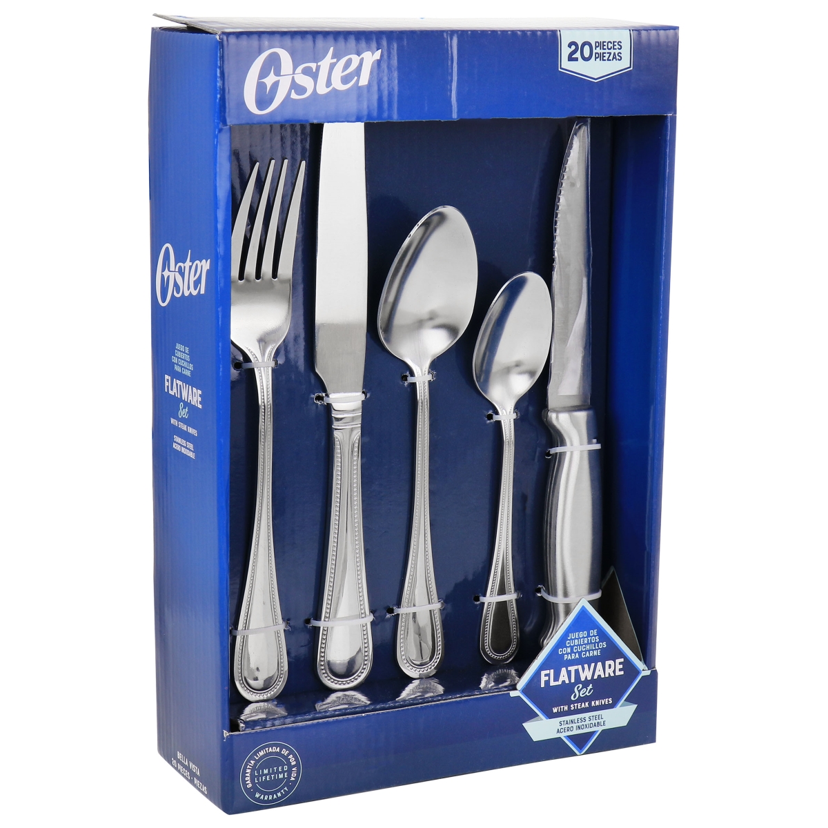 Picture of Oster 82965.20 Stainless Steel Flatware & Steak Knife Set - 20 Piece