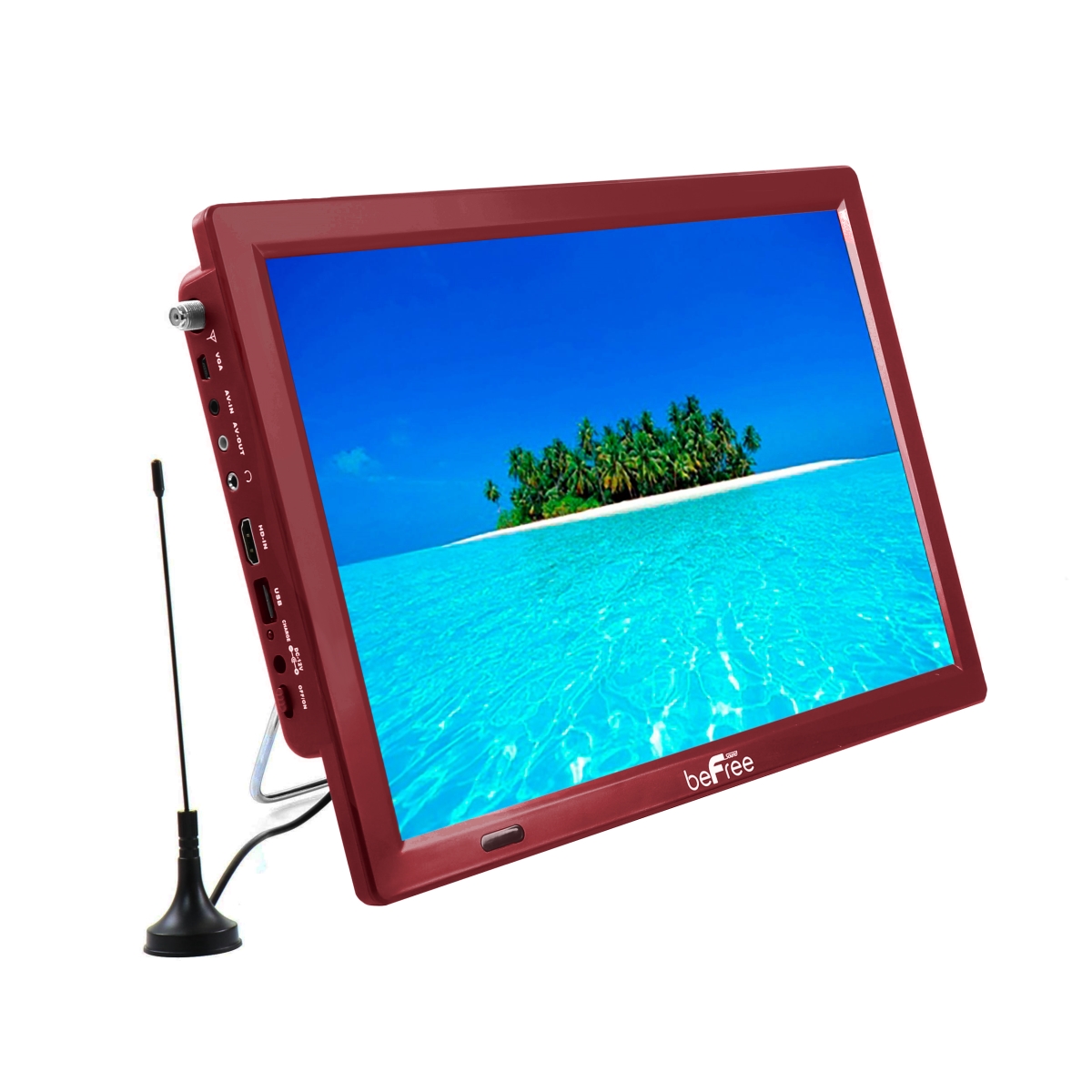 BFS-TV14-RED 14 in. Portable Rechargeable LED TV with HDMI, SD-MMC & USB - VGA, AV In-Out & Built-in Digital Tuner - Red -  Befree Sound