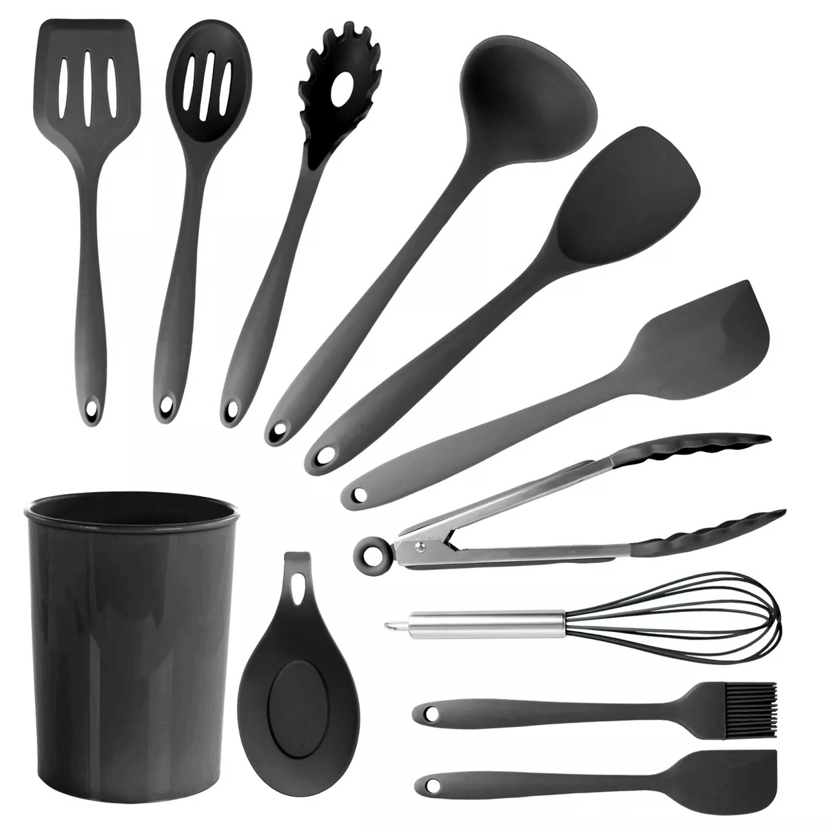 Picture of Megachef MGSP-812 Silicone Cooking Utensils, Black - Set of 12