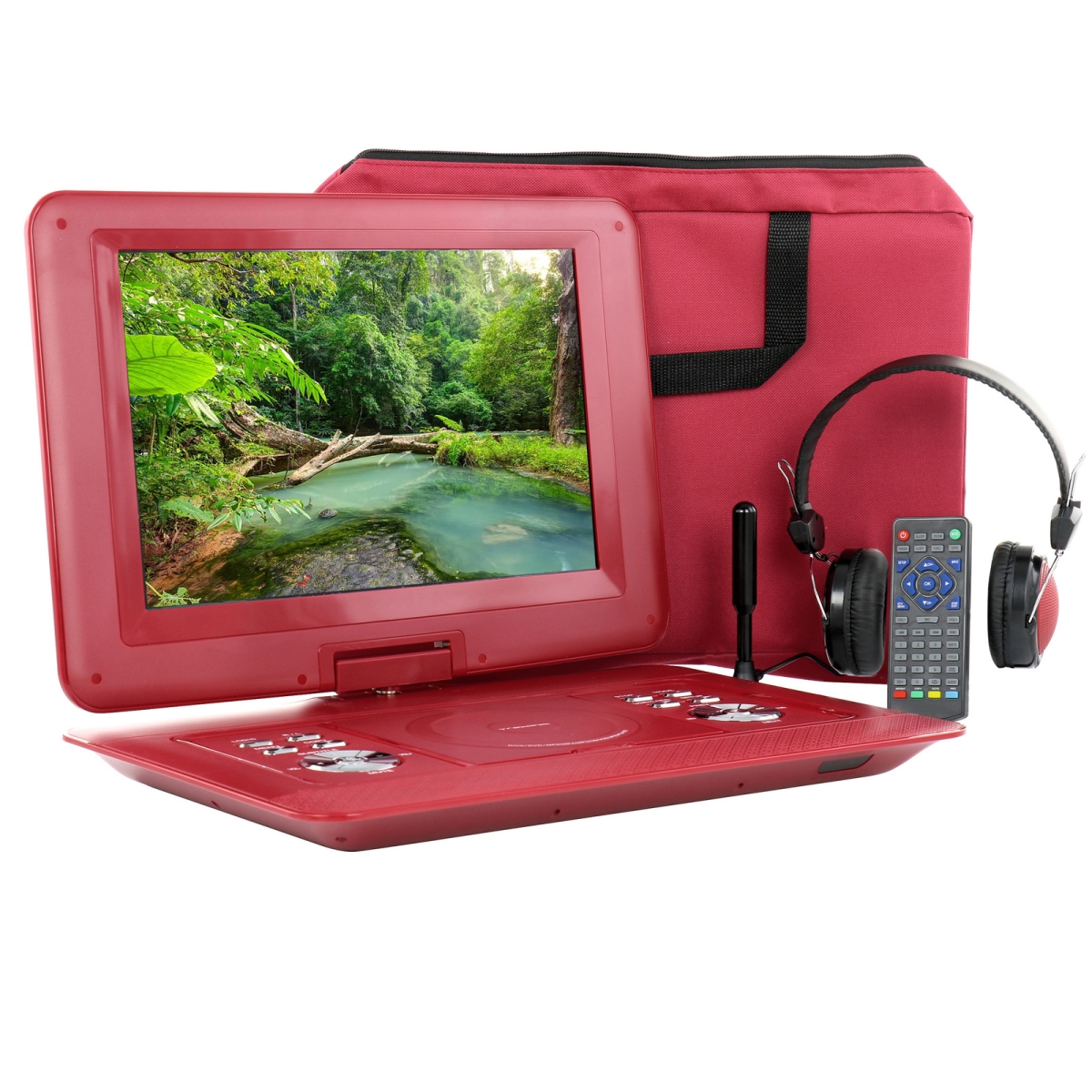 Picture of Trexonic TR-D141RED 14.1 in. Portable DVD Player with Swivel TFT-LCD Screen & USB & SD&#44; AV & HDMI Inputs&#44; Red