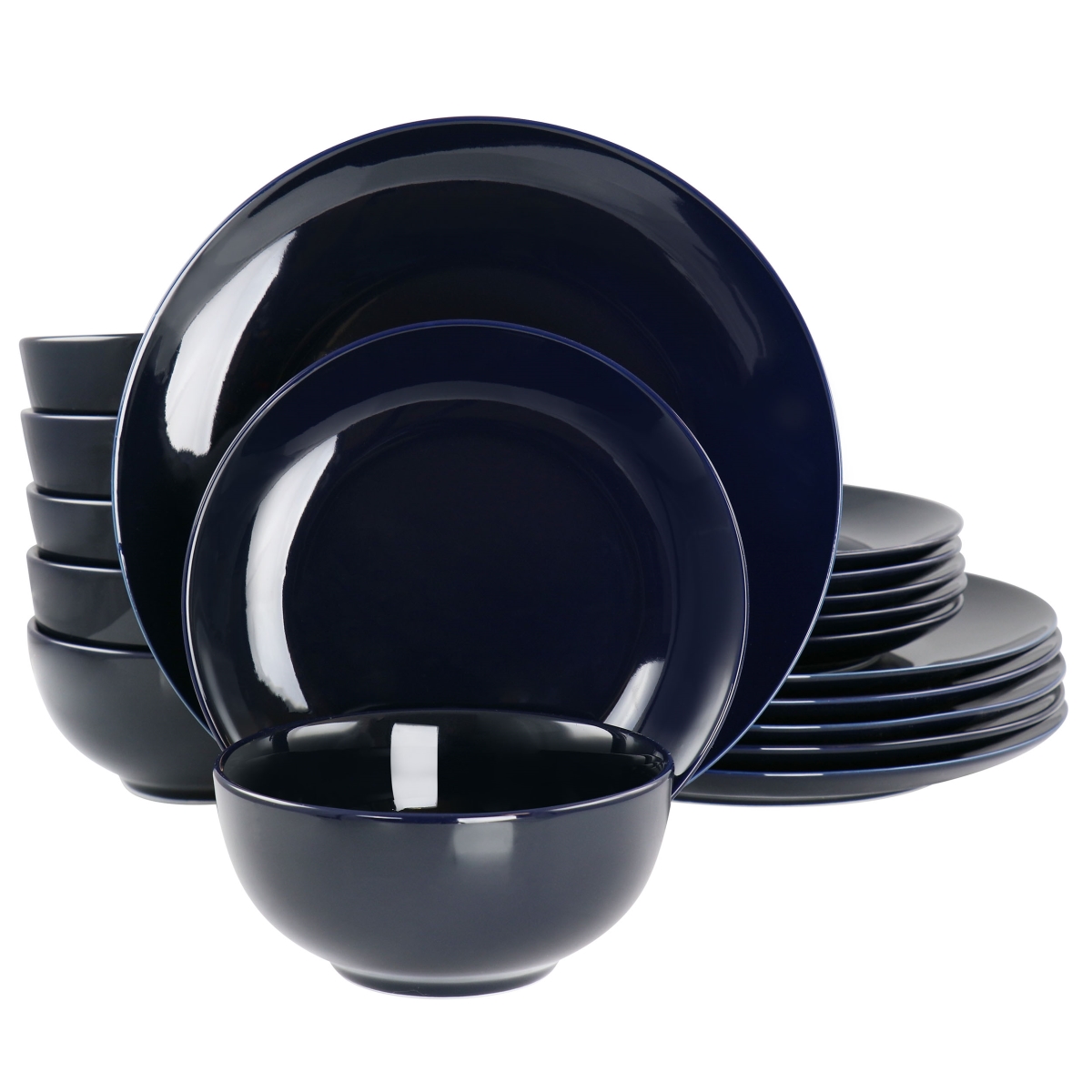 Picture of Elama EL-LUNA18-DB Luna Porcelain Dinnerware Set&#44; Dark Blue - 18 Piece