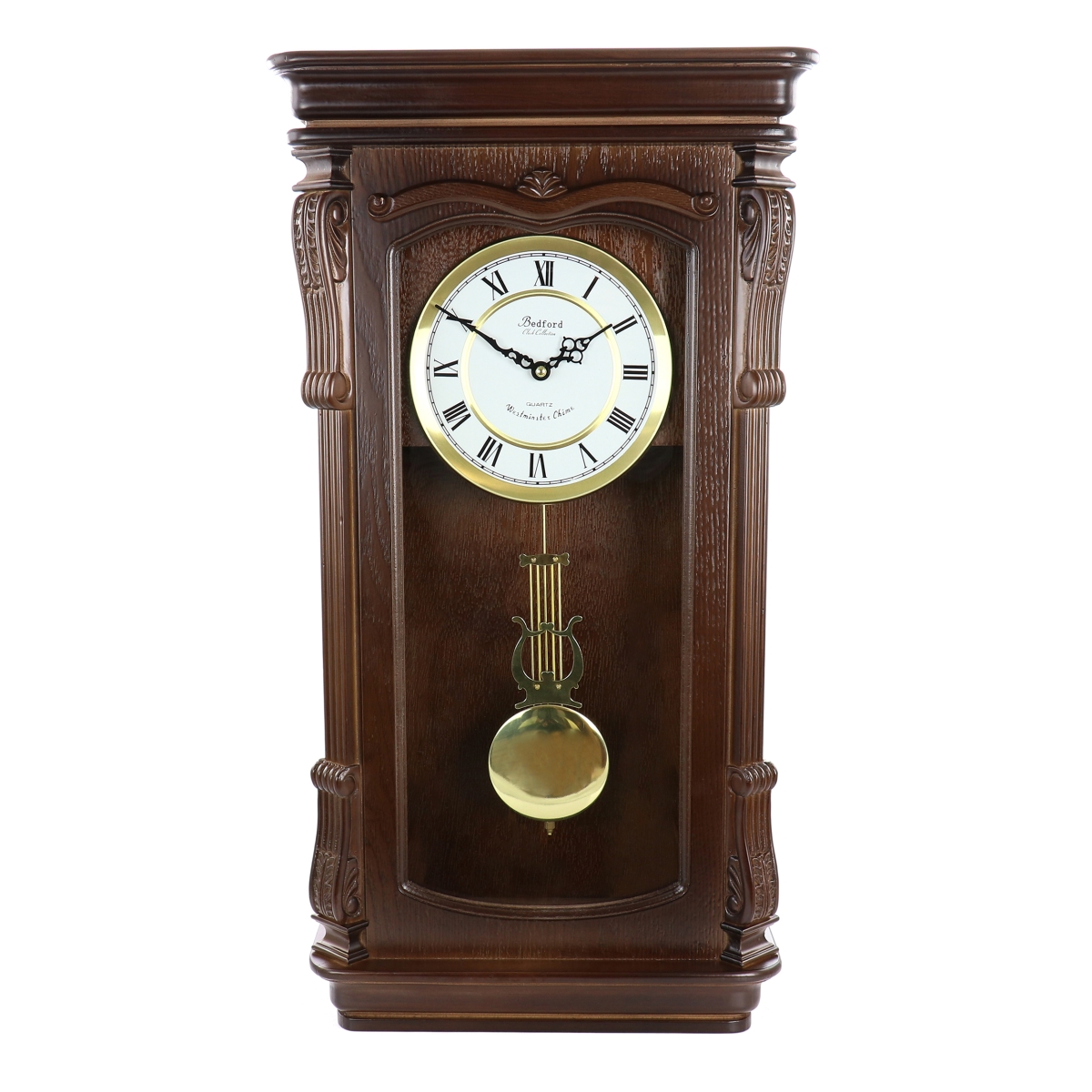 BED-9001C Chiming Pendulum Wall Clock, Chestnut