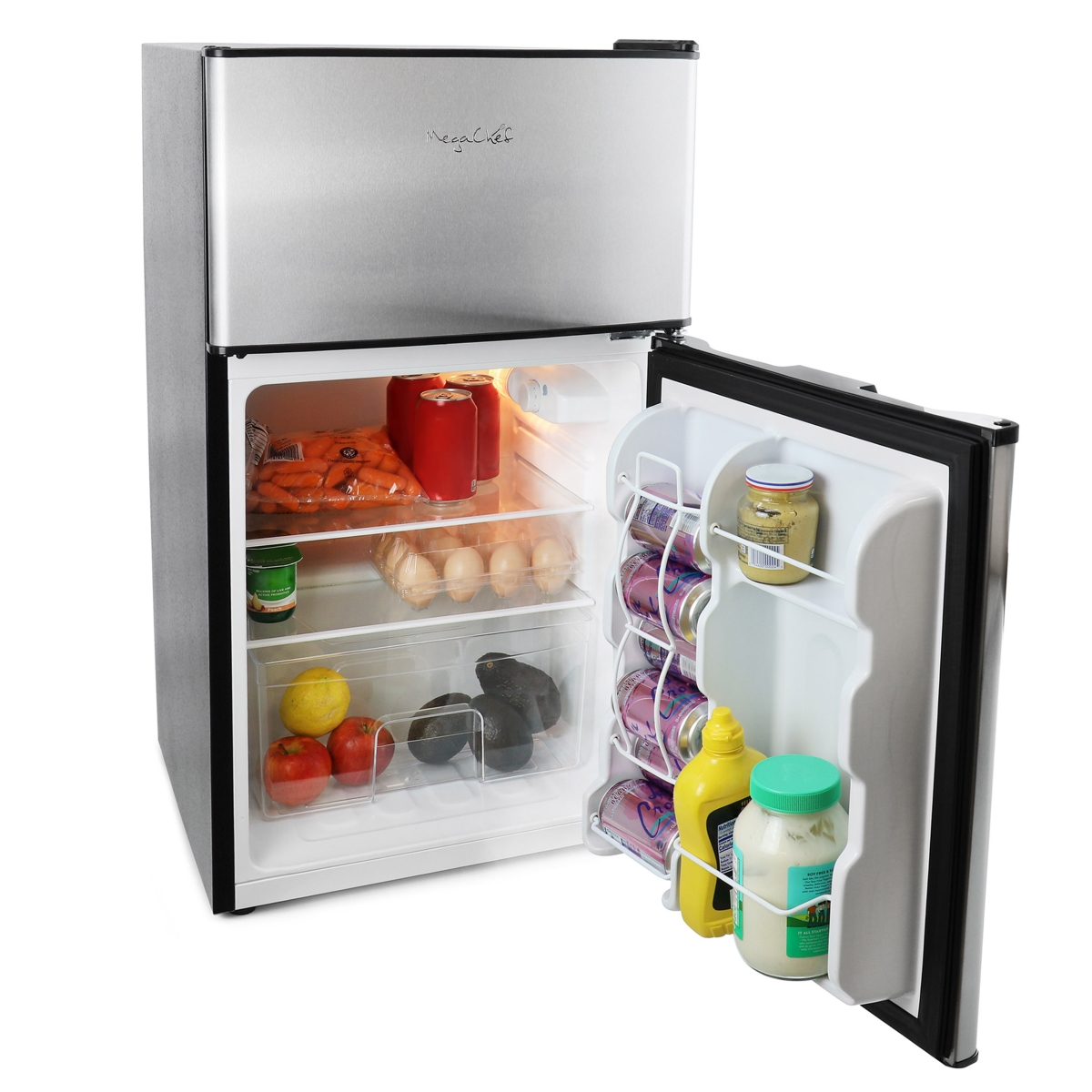 Picture of Megachef MCR-D89 3.2 cu. ft. 2 Door Stainless Steel Refrigerator & Freezer