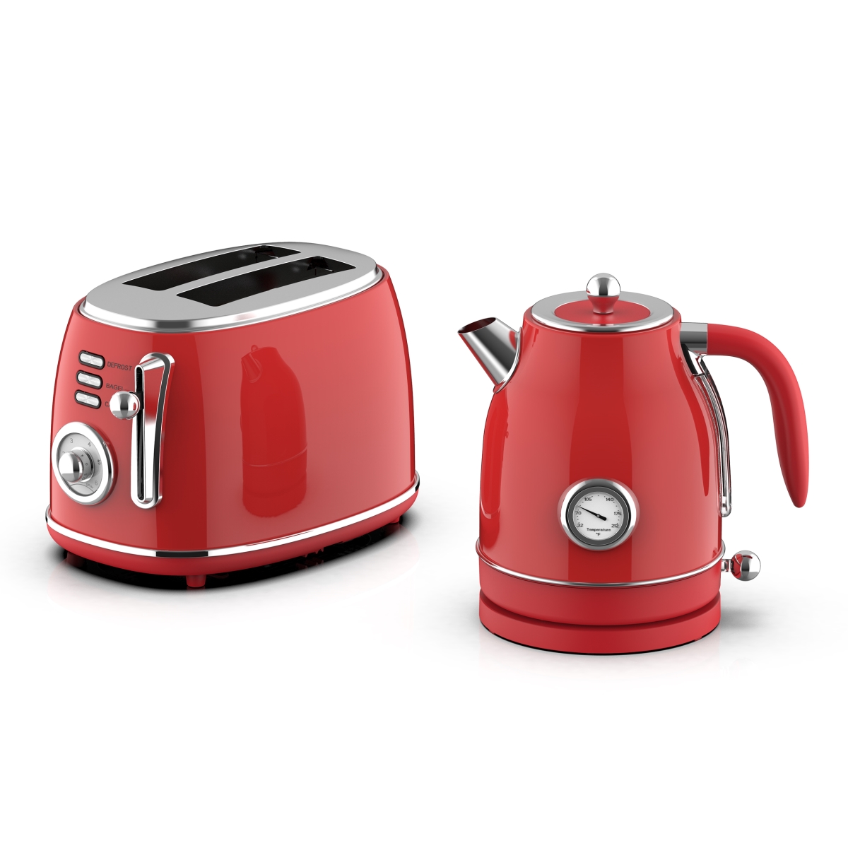 Picture of Megachef MC-BTBK-R 1.7 Liter Electric Tea Kettle & 2 Slice Toaster Combo&#44; Red