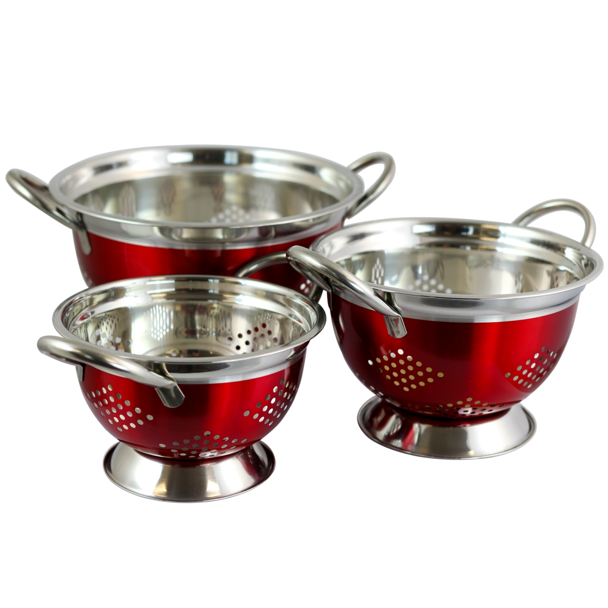 Picture of Oster 109496.03 Metaline Round Asian Colander&#44; Metallic Red - Pack of 3