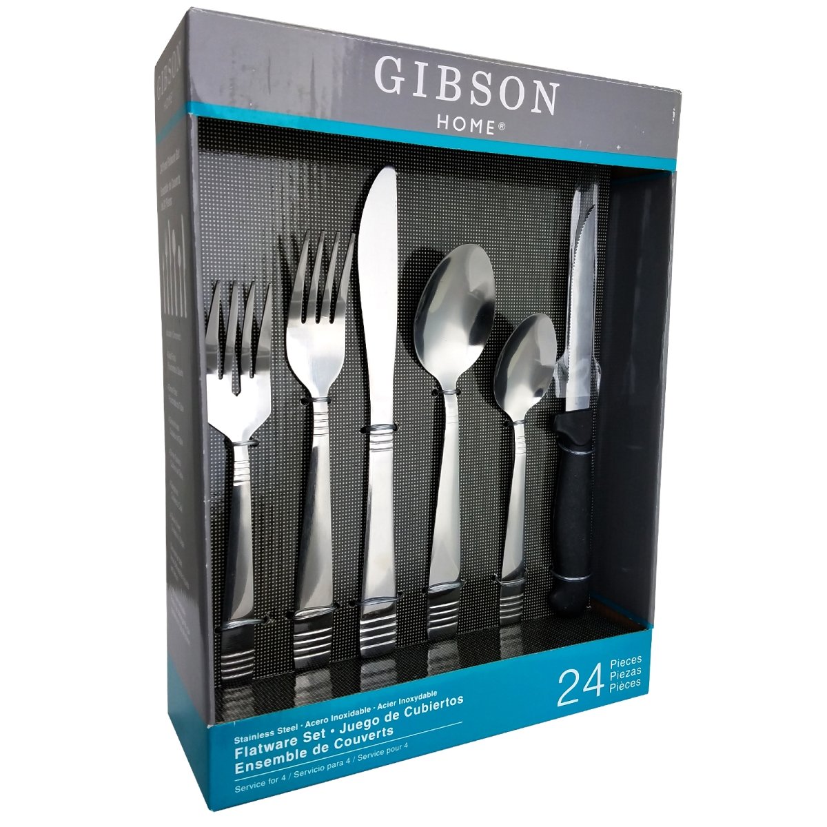 Picture of Gibson 44012.24 Palmore Plus Stainless Steel Flatware Set with 4 Steak Knives - 24 Piece