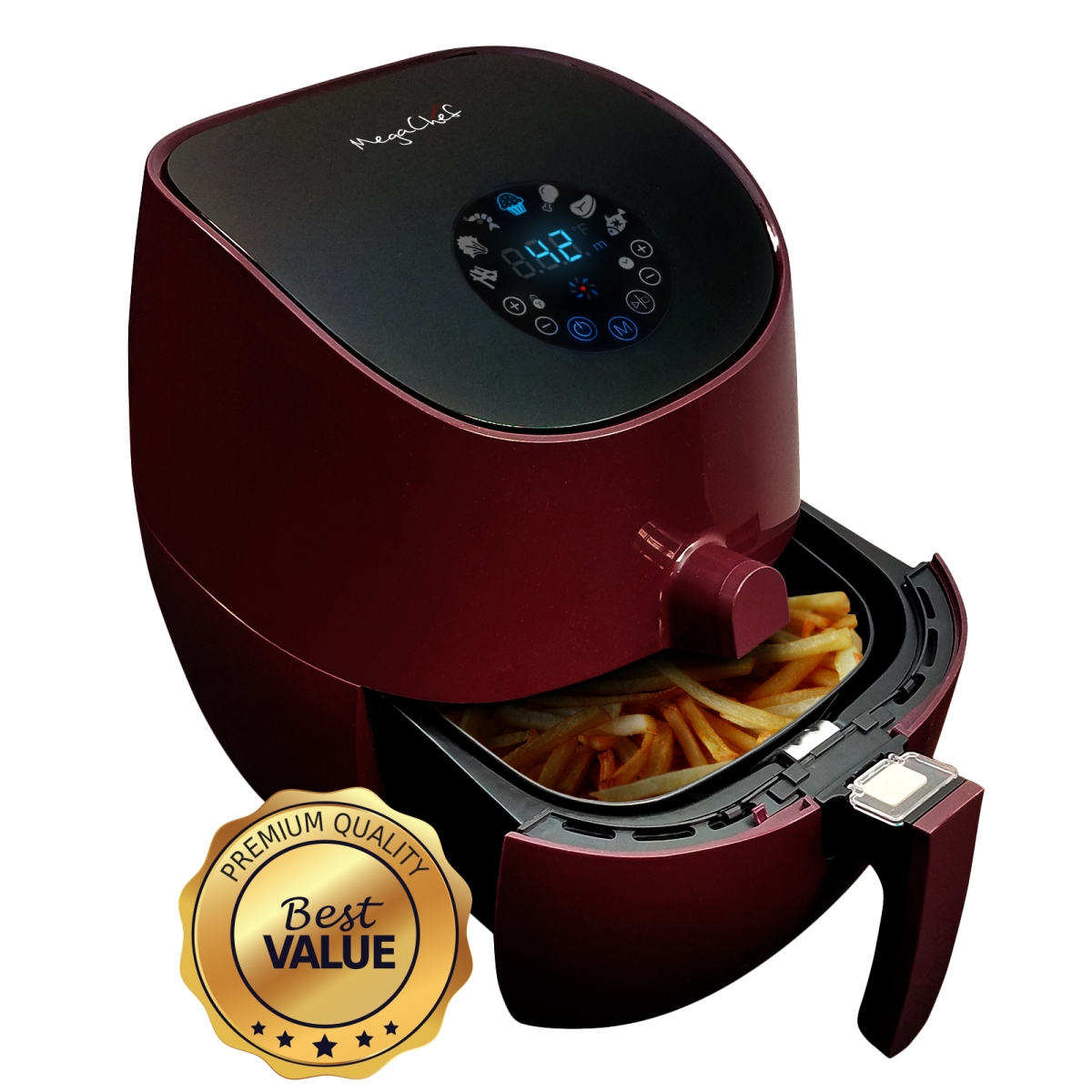 Picture of MegaChef MCAI307 Airfryer And Multi-Cooker With 7 Pre-Programmed Settings&#44; 3.5 quart - Burgundy
