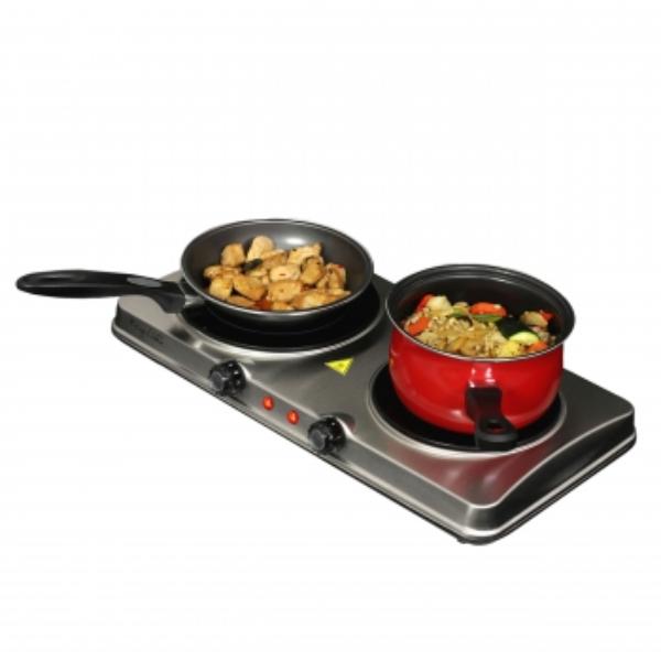Picture of Megachef MC-6206A Electric Easily Portable Heavy Duty Lightweight Dual Size Infrared Burner Cooktop Buffet Range, Sleek Steel