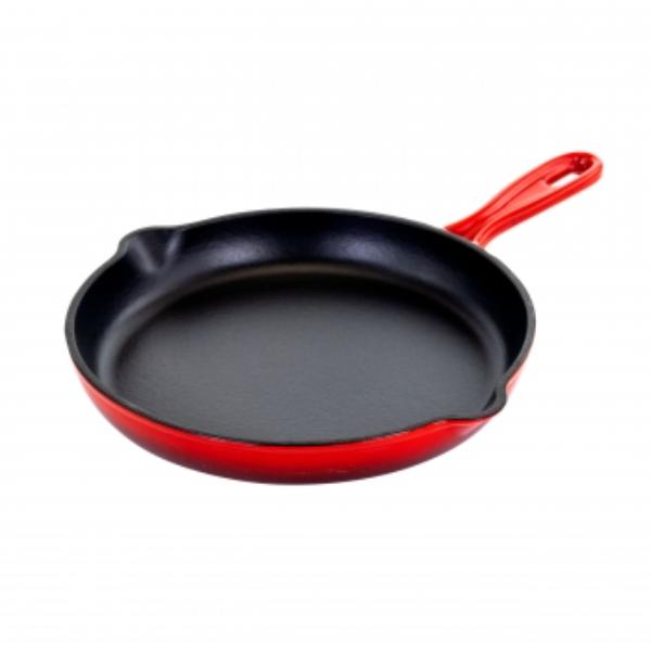 Picture of Megachef MG-FR26AR 10.25 in. Round Enameled Cast Iron Skillet, Red