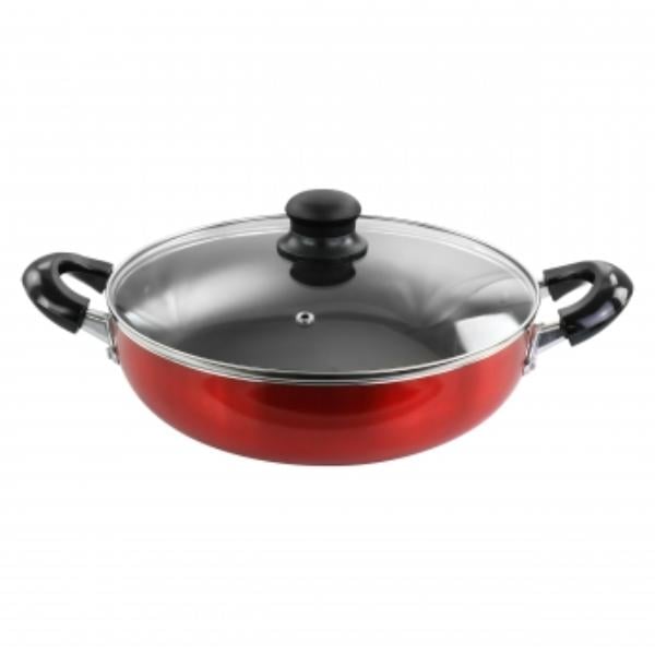 Picture of Better Chef DF1002R 10 in. Aluminum Deep Frying Pan with Glass Lid&#44; Red