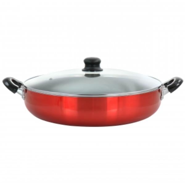 Picture of Better Chef DF1402R 14 in. Aluminum Deep Fryer Pan with Glass Lid&#44; Red