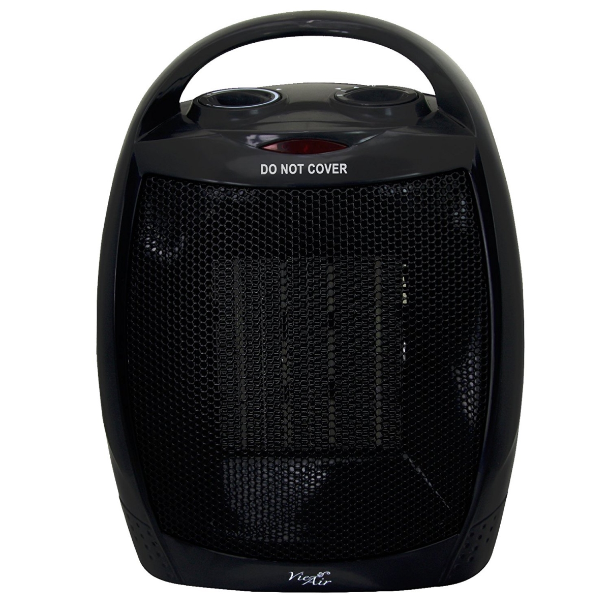 2-Settings Black Ceramic Heater With Adjustable Thermostat