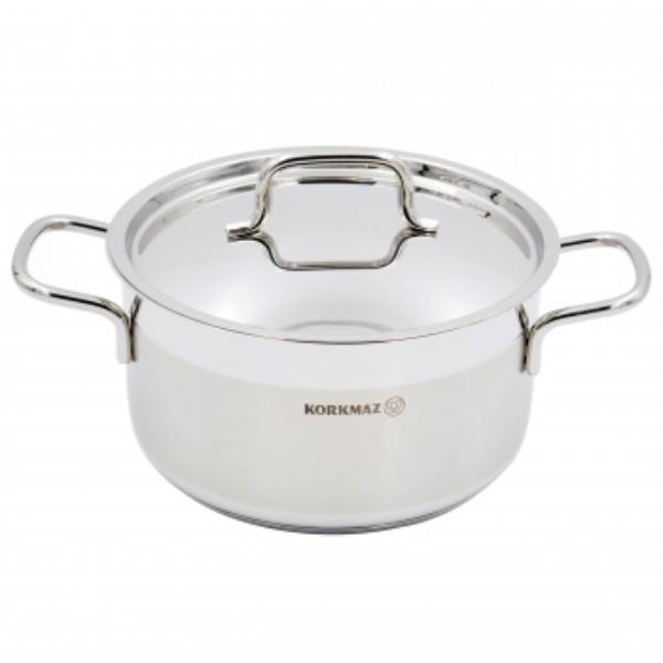 Picture of Korkmaz A1016 1.8 Liter Alfa Stainless Steel Casserole Dish with Lid - 2 Piece