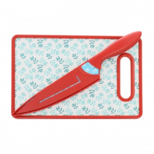 Picture of Gibson Home 131567.03 Village Vines Cutting Board & Knife Set&#44; Red & Blue - 3 Piece