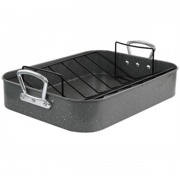 Picture of Gibson 82665.02R 16.25 in. Greystone Carbon Steel Turkey Roaster Set&#44; Speckled Grey - 2 Piece