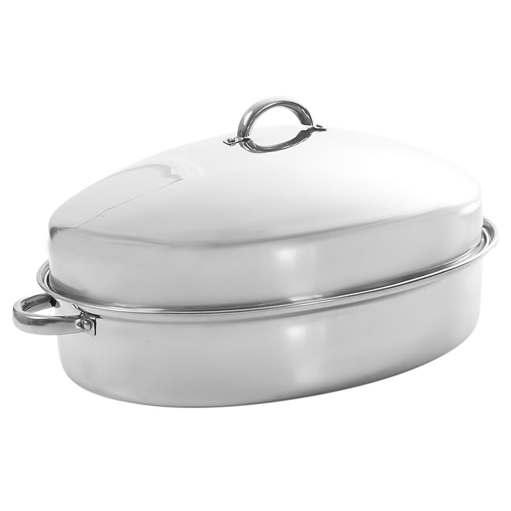 Picture of Gibson Home 82669.03 18 in. Hutchinson Oval Stainless Steel Roaster with Rack - Silver