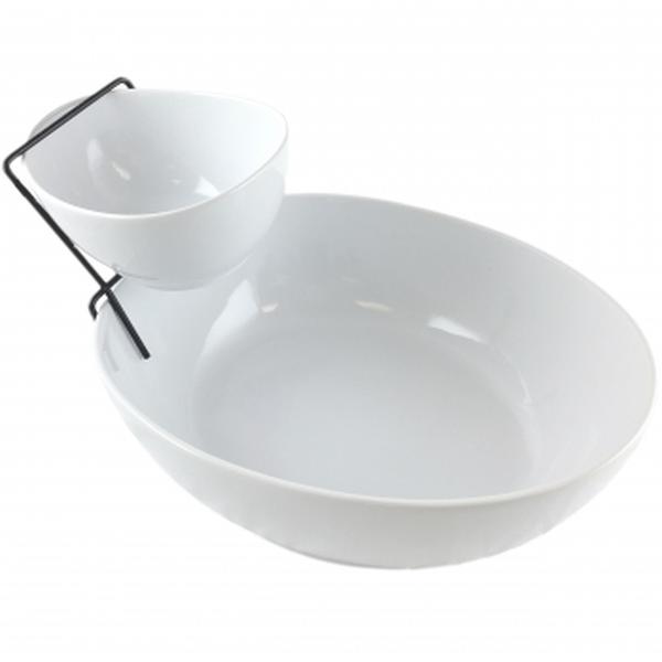 Picture of Gibson 92607.03 Elite Gracious Dining 2-Tier Chip & Dip Server Set