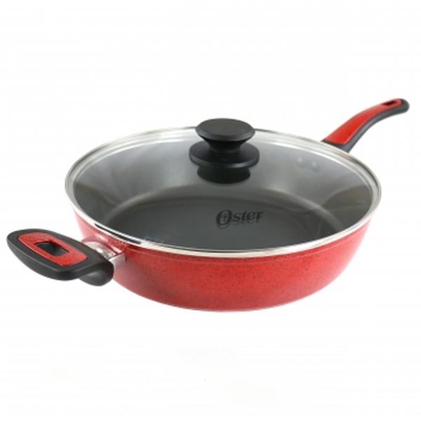 Picture of Oster 96263.02 3.8 qt. Claybon Nonstick Saute Pan with Lid&#44; Speckled Red