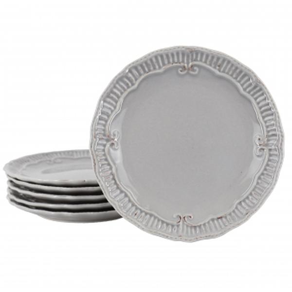 Picture of Modern Southern Home 114416.01 9 in. Capri Sto are Embossed Dessert Plate Set, Grey - 6 Piece