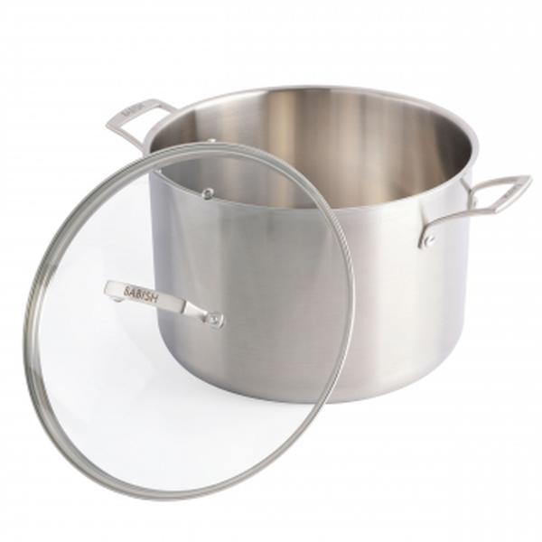 Picture of Babish 131281.02R 12 qt. Tri-Ply Stainless Steel Professional Grade Stock Pot&#44; Silver