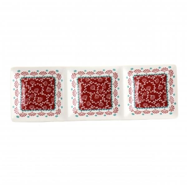 Picture of Gibson 131565.01 13.5 in. Home Village Vines Ceramic Rectangular 3 Section Tray, Red