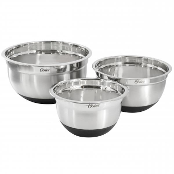 Picture of Oster 141098.03 Oswalt Mixing Bowl Set with Non-Slip Bases&#44; Silver - 3 Piece