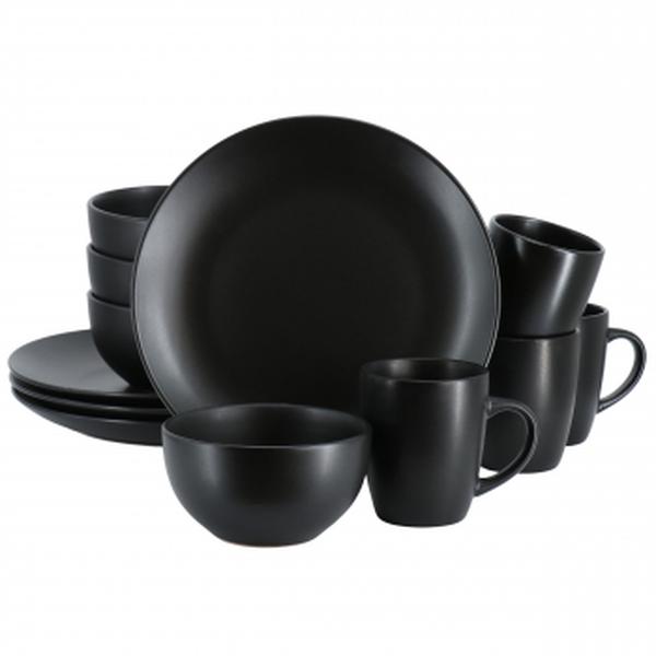 142742.12 Everyday Plus Round Sto are Dinnerware Set, Black - 12 Piece