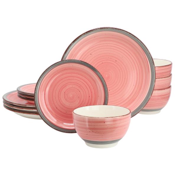 Picture of Gibson Home 142775.12 Holcomb Ceramic Dinnerware Set&#44; Pink - 12 Piece