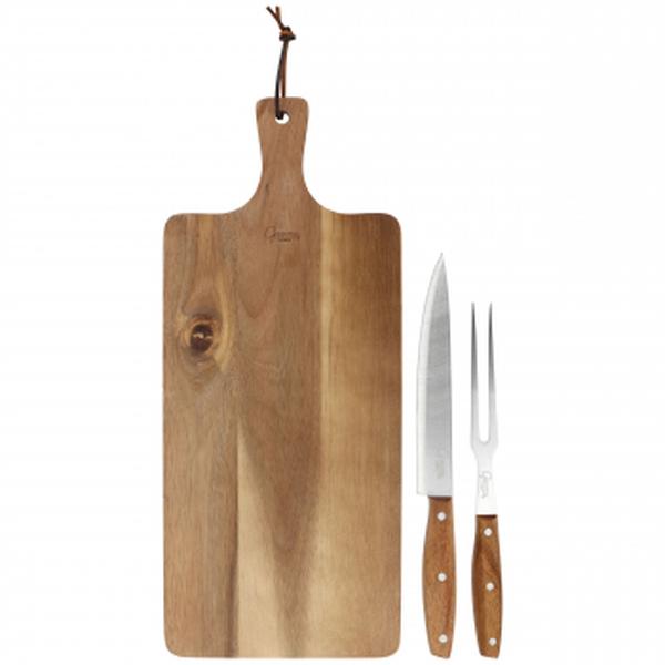 Picture of Gibson Elite 143828.03 Acacia Wood Serving Board with Carving Knife & Fork&#44; Brown - 3 Piece