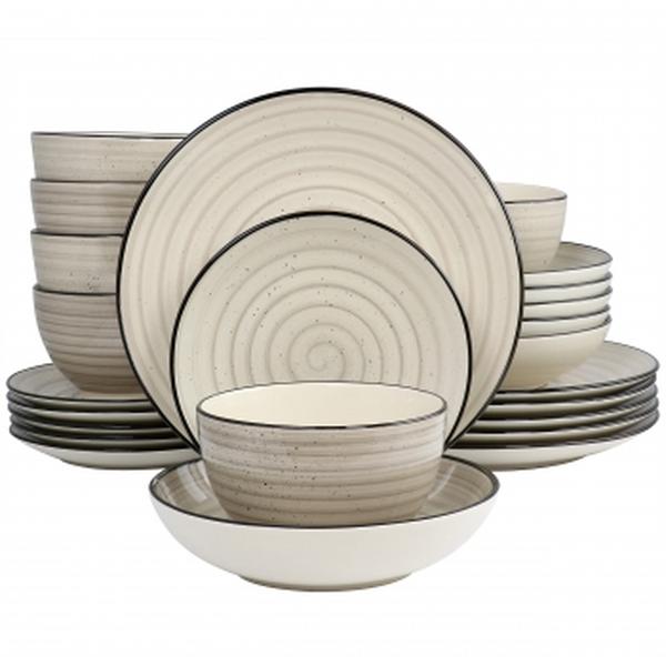 Picture of Elama EL-GIA24C Gia Round Sto are Dinnerware Set, Cream - 24 Piece