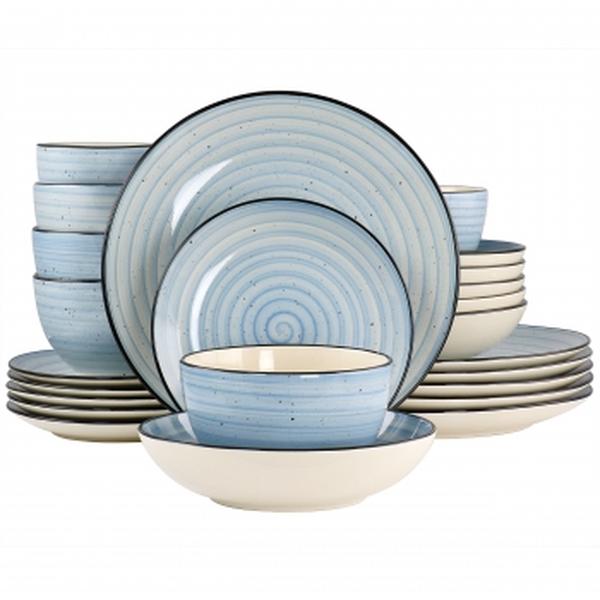 Picture of Elama EL-GIA24LB Gia Round Sto are Dinnerware Set, Light Blue - 24 Piece