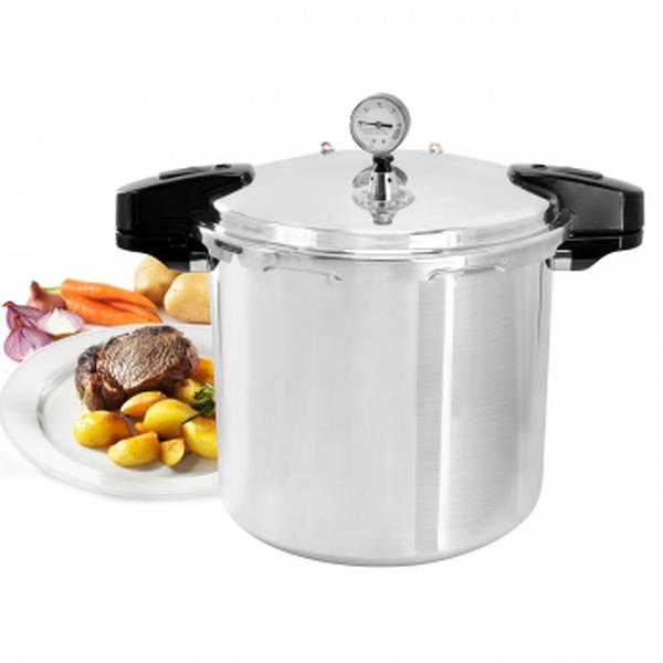 Picture of Megachef MCPR-1000 24 qt. Large Capacity Aluminum Stovetop Pressure Cooker & Canner for Induction & Gas Stove-Tops