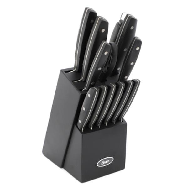Picture of Oster 101385.14 Riggins Stainless Steel Cutlery Set with Hardwood Storage Block&#44; Black - 14 Piece