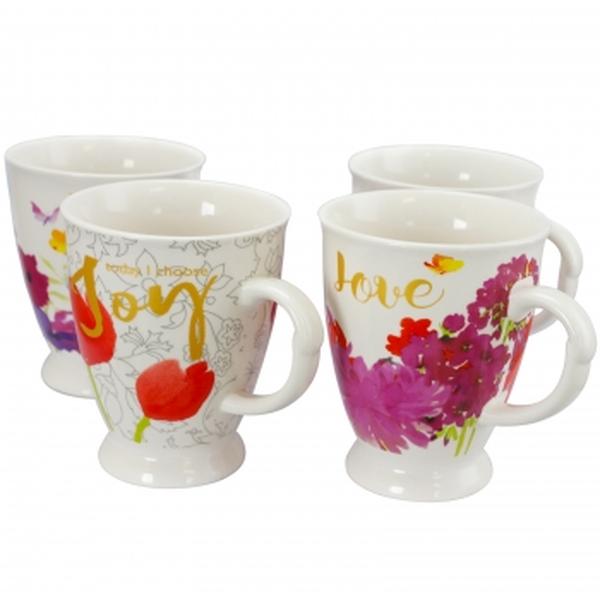 Picture of Gibson Home 122822.01 17.4 oz Bold Floral Cup Set, Assorted Design - Set of 4