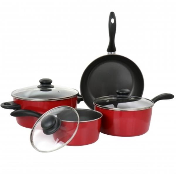 Picture of Gibson Home 127764.07 Armada Nonstick Carbon Steel Cookware Set&#44; Red - 7 Piece
