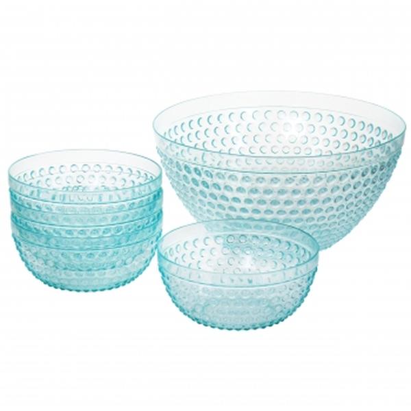 Picture of Gibson Home 129393.05 Plastic Bowl Set with Serving Bowl, Light Blue