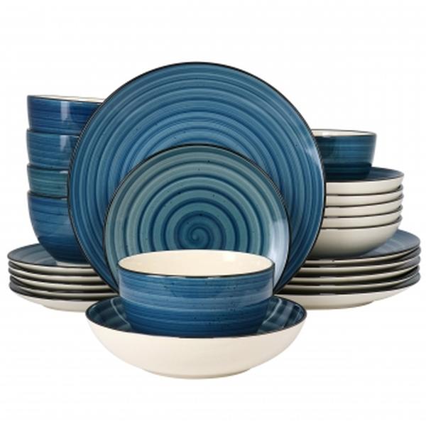 Picture of Elama EL-GIA24DB Gia Round Sto are Dinnerware Set, Dark Blue - 24 Piece