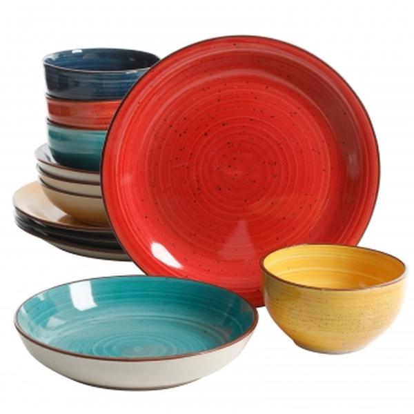 Picture of Gibson Home 118379.12 Color Speckle Mix & Match Double Bowl Dinnerware Set, 4 Assorted Color - 12 Piece