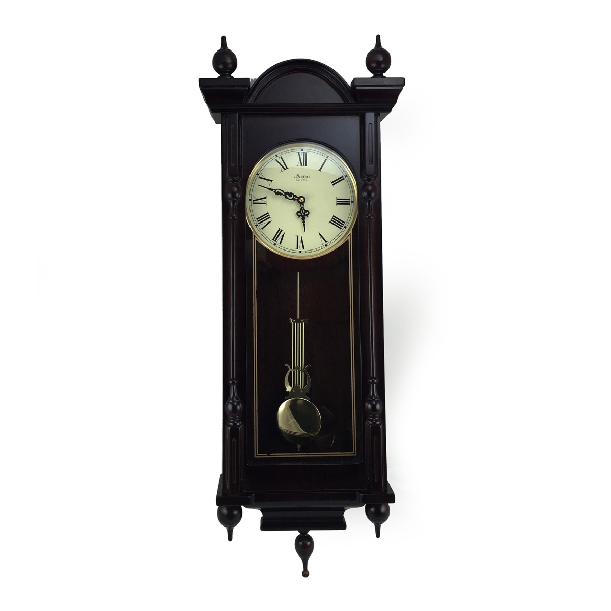 Picture of Bedford Clock Collection BED-20101 31 in. Grand Antique Mahogany Cherry Oak Chiming Wall Clock with Roman Numerals