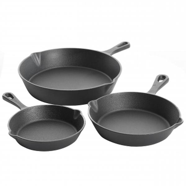 Picture of Gibson Home 129983.03 Brickstone Pre-Seasoned Cast Iron Skillet Set, Black - 3 Piece