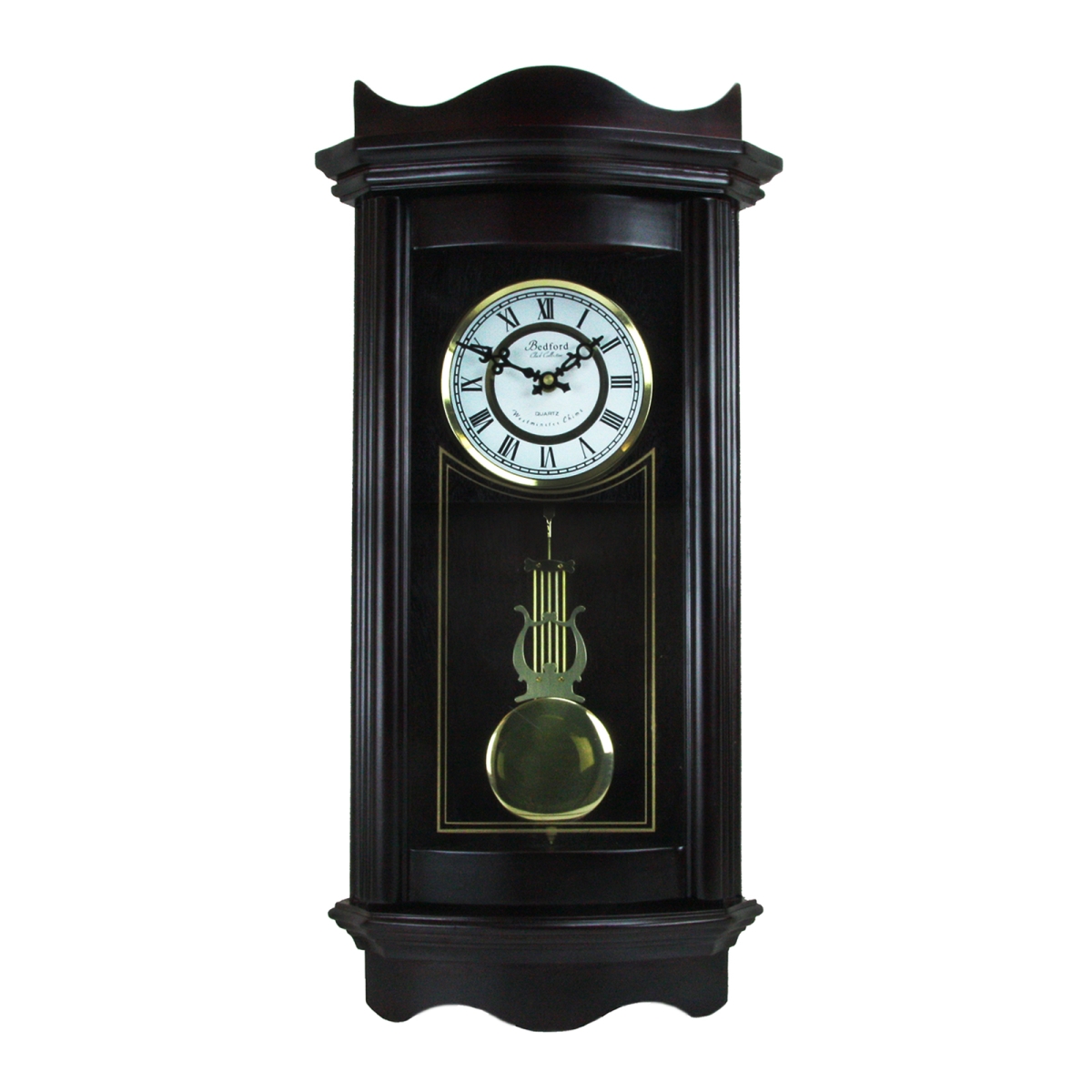 Picture of Bedford Clock Collection BED1248CHK 25 in. Weathered Chocolate Cherry Wood Wall Clock with Pendulum